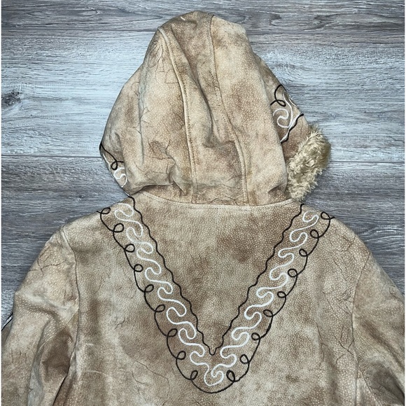 NWOT Penny Lane Shearling Hooded Leather Winter Coat Large - Picture 11 of 16